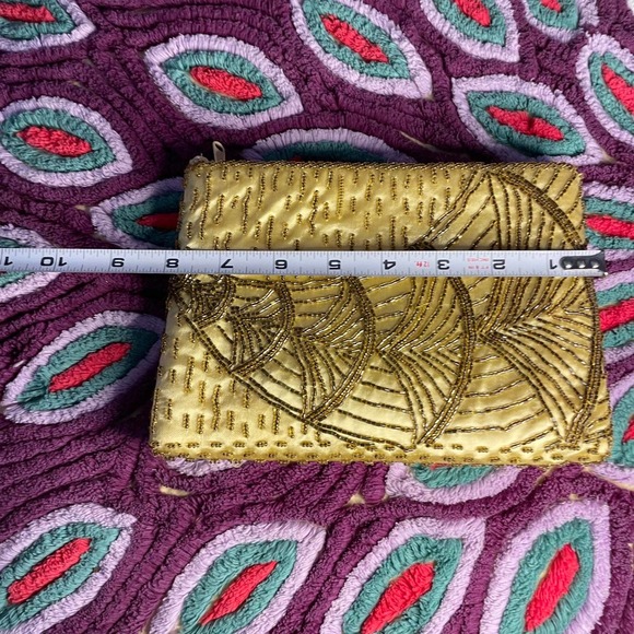 Vintage yellow magid hand bag glamour sparkle beaded design fancy pretty - Picture 6 of 12